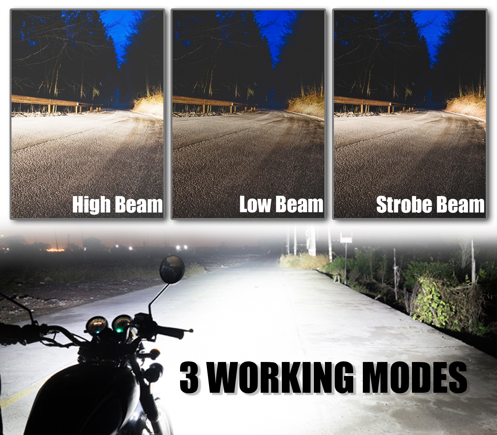 Pakrys 40W IP68 Waterproof Super Bright Motorcycle LED Light - High Power Motorcycle Headlight for H
