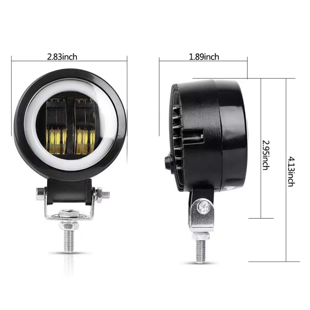 3 Inch 20W Square Round LED Work Lights Spot Lamp Red Angel Eyes Fog Lighting Bar DRL for Off Road O