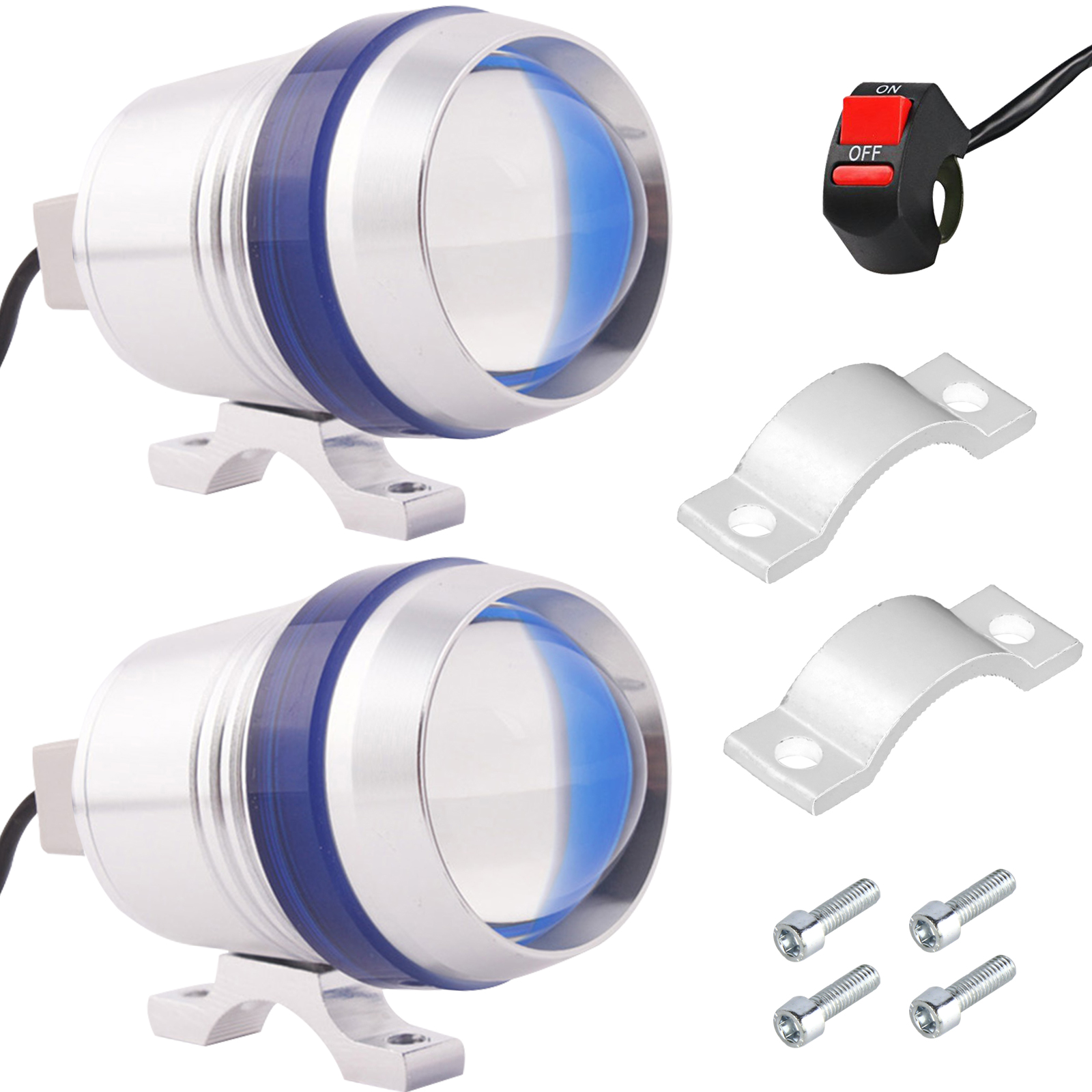 Pakrys U3 Angel Eye Motorcycle LED Light - Super Bright Waterproof Fog Driving Light with Halo Ring 