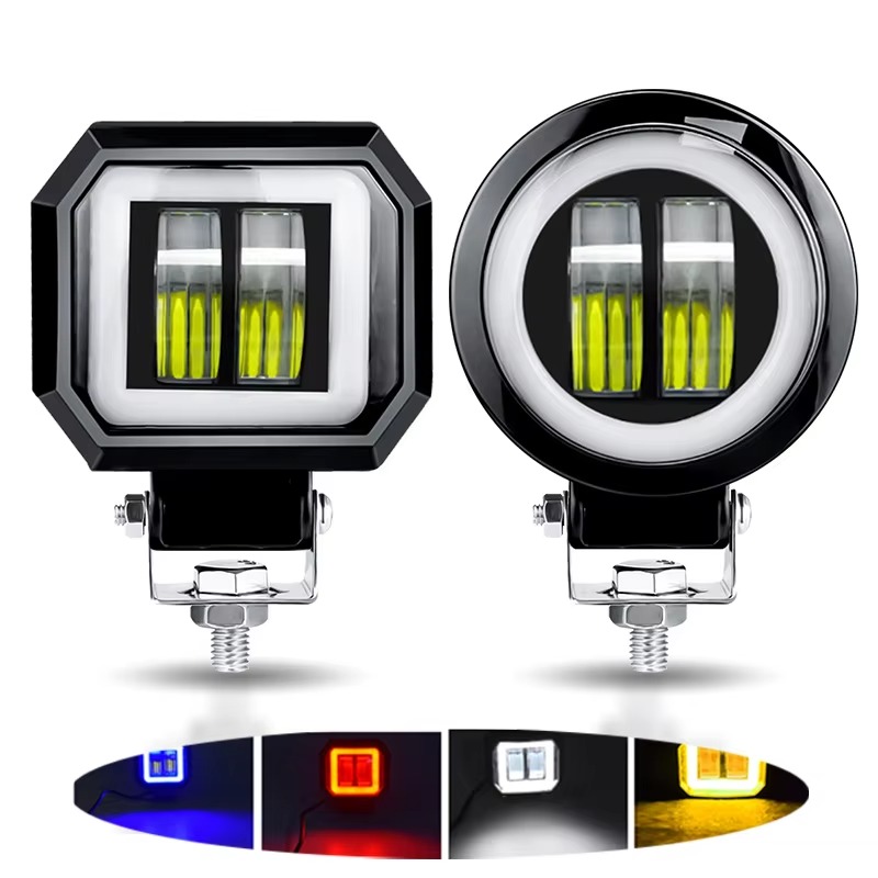 3 Inch 20W Square Round LED Work Lights Spot Lamp Red Angel Eyes Fog Lighting Bar DRL for Off Road O