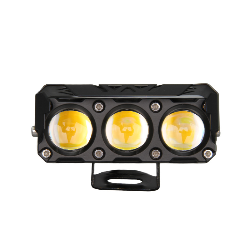 Pakrys 3 Eye Motorcycle LED Spotlights - White/Yellow Dual Color Near Yellow Fog Light for Motorcycl