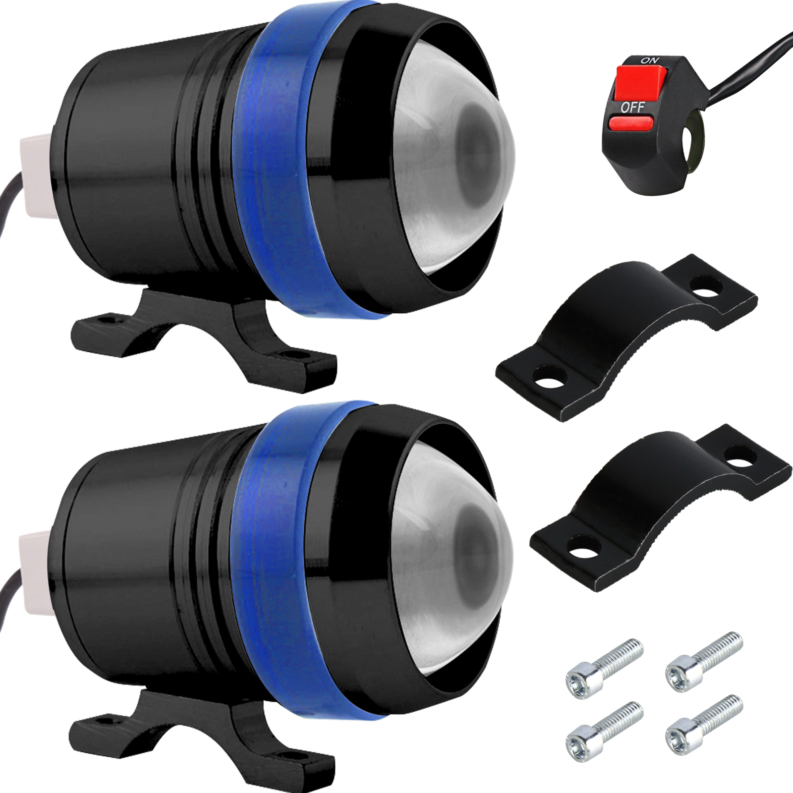 Pakrys U3 Angel Eye Motorcycle LED Light - Super Bright Waterproof Fog Driving Light with Halo Ring 