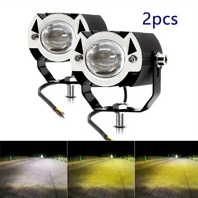 Pakrys 10W Front Dual Motorcycle LED Light - Super Bright Waterproof Auxiliary Driving Light for Har