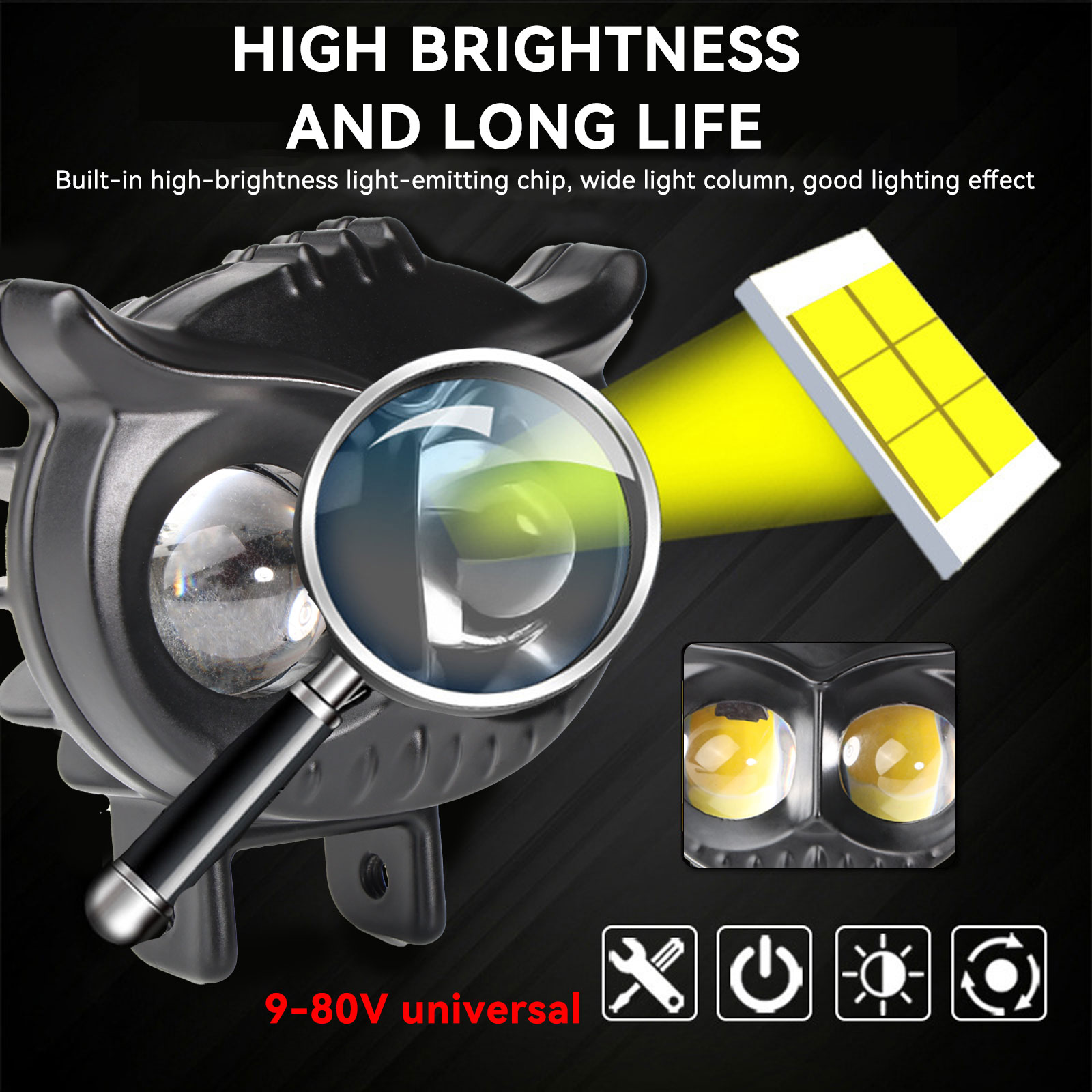 Pakrys OWL LED headlight, Pakrys 10W motorcycle headlight, Pakrys high low beam headlight, Pakrys OW
